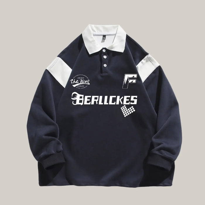 American Contrast Color Polo Shirt Navy Blue
