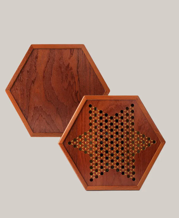 Wooden Chinese Checkers Set with Glass Marbles – 2 Styles