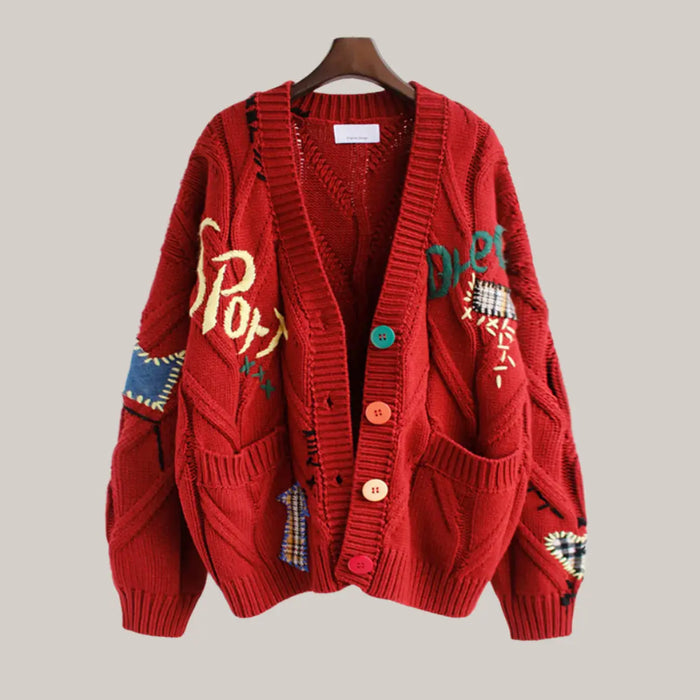 Cardigan sweater women jacket Red One size