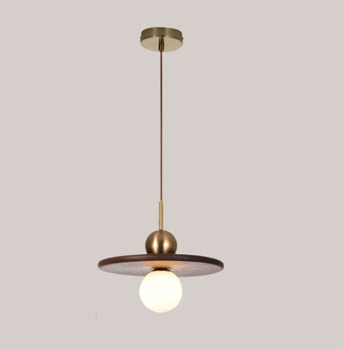 Nordic Walnut LED Dining Chandelier, 3000K Single head warm light