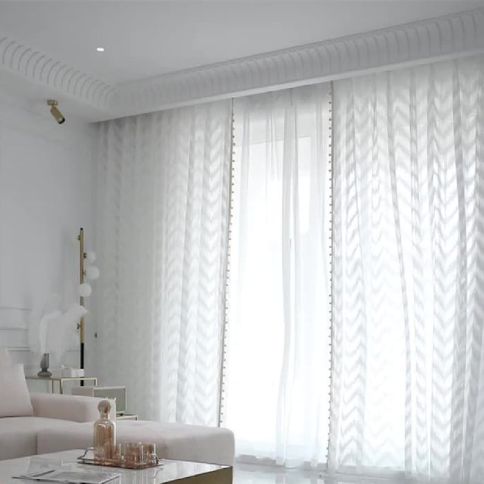 Light Luxury Polyester Curtain with Gold Beads