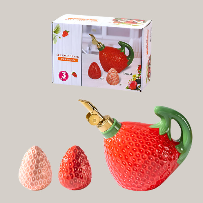 Ceramic Seasoning Jars and Oil Dispensers Kitchen Supplies Red SP Combination