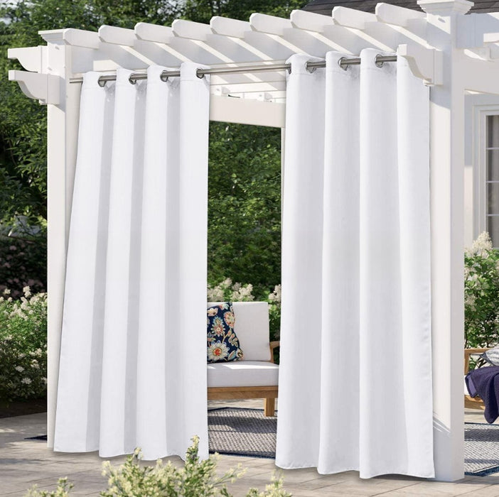 Modern Polyester Room-Darkening Curtain Panel White