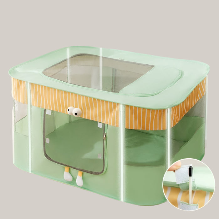Foldable Cat Tent Bed Green Big Eyes Cute