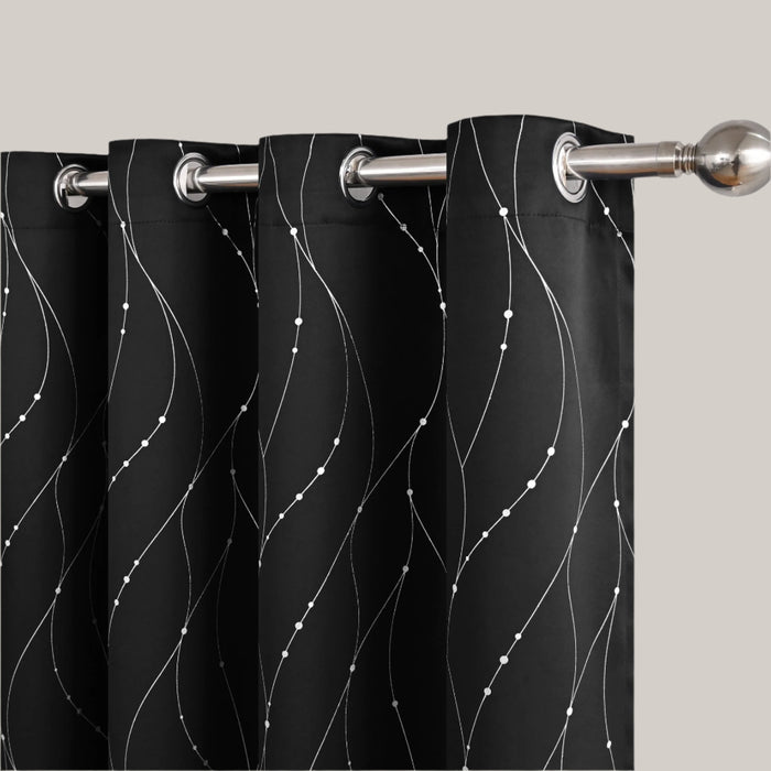 Modern Minimalist Grommet Curtain Panel Black