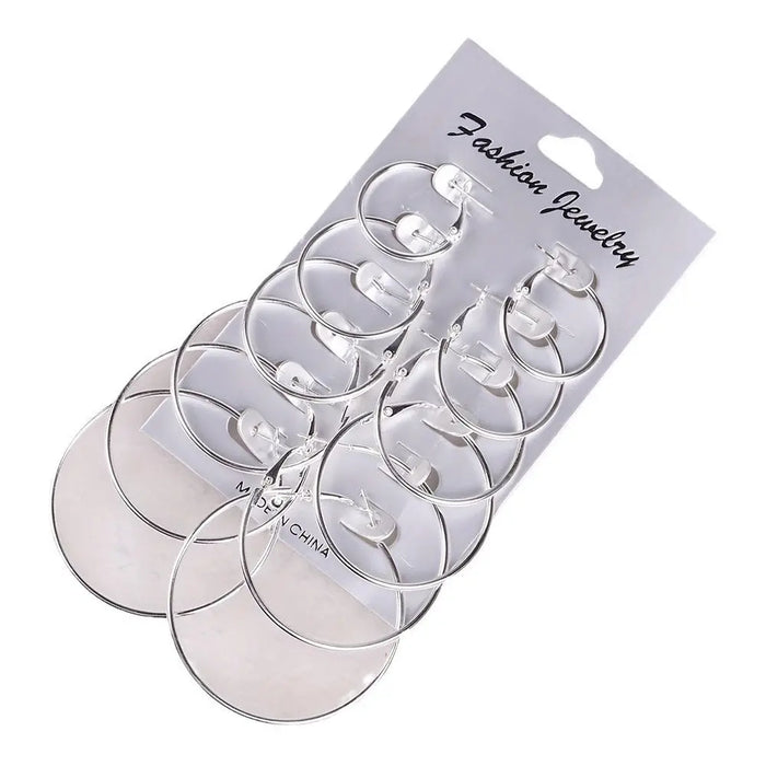 Exaggerated Metal Hoop Earrings Suit