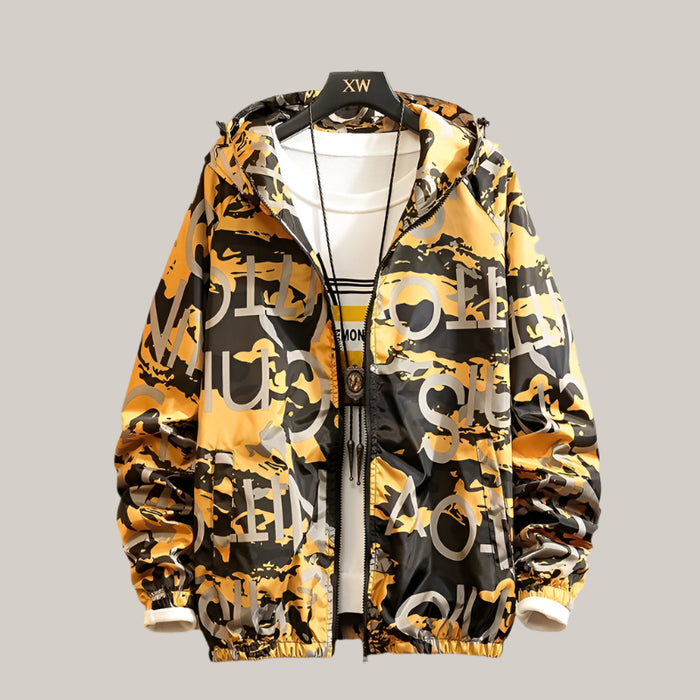 Men Casual Streetwear Hooded Printing Coats