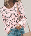Knit Sweater Leopard Print Pink