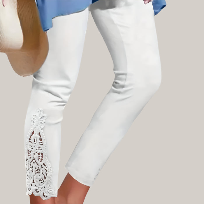 White Tights Lace Stitching Hollow-out For Women