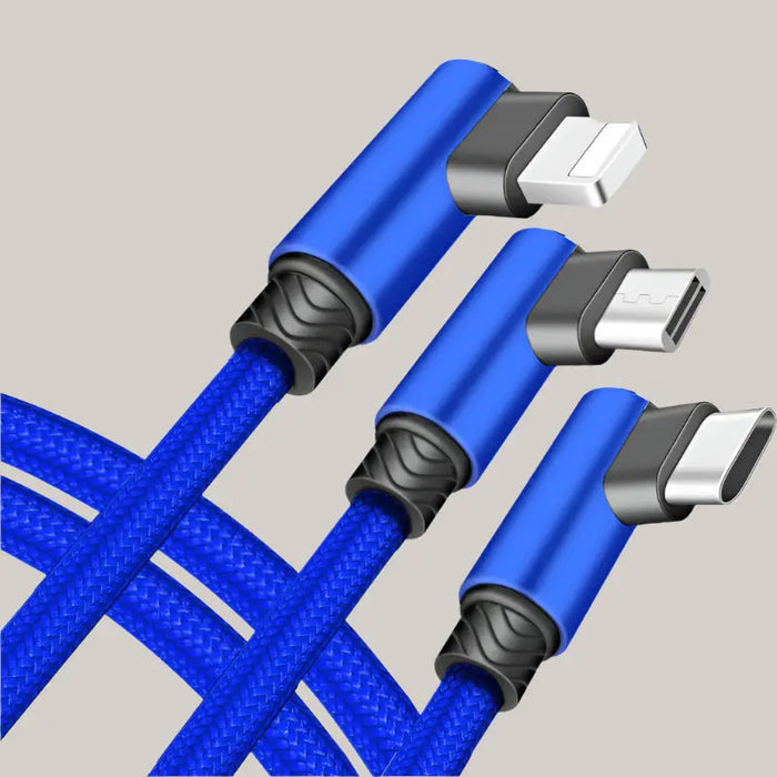 Elbow fast charge one with three data cables Blue