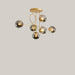 Geometric Iron Chandelier for Living Rooms Golden Smoky Gray Lampshade