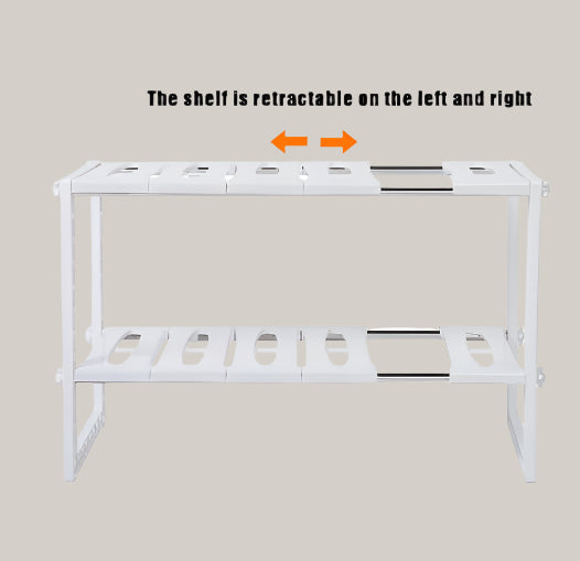 2-Tier Extendable Stainless Steel Kitchen Sink Rack White