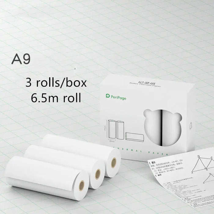 Mini Bliuetooth Wireless Thermal Printer 6.5m 3 rolls set A9 white