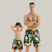 Parent Child Swimwear Quick Drying Beach Pants Yellow leaves