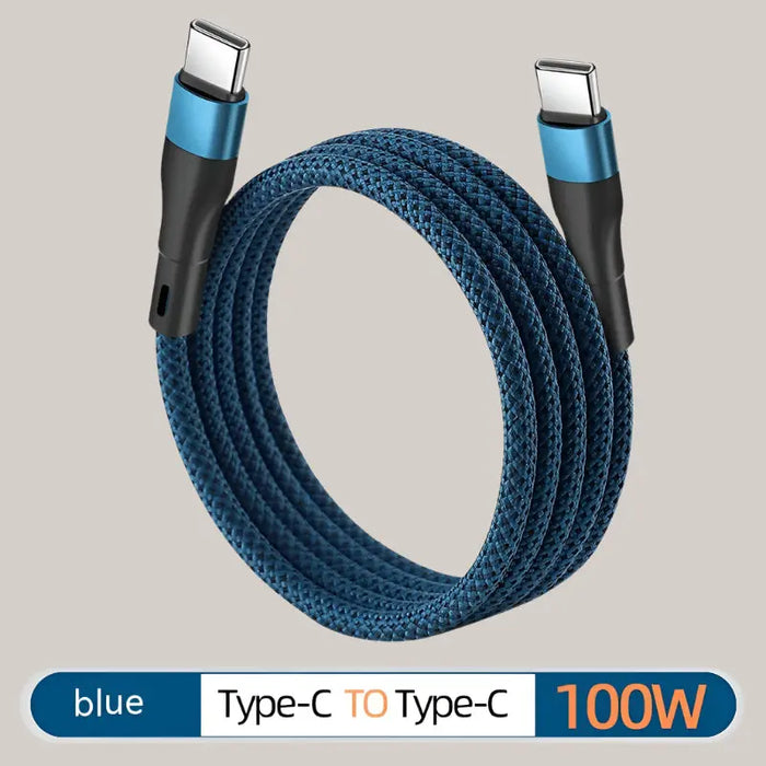 The Data Cable Is Suitable For 15 Charging Cables Blue Dual Type C 100w