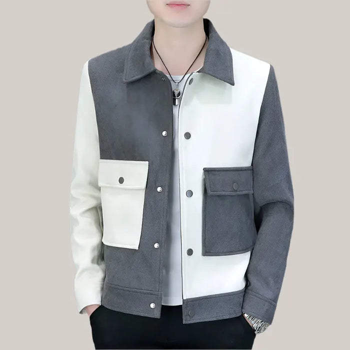 Collar Jacket Men Gray