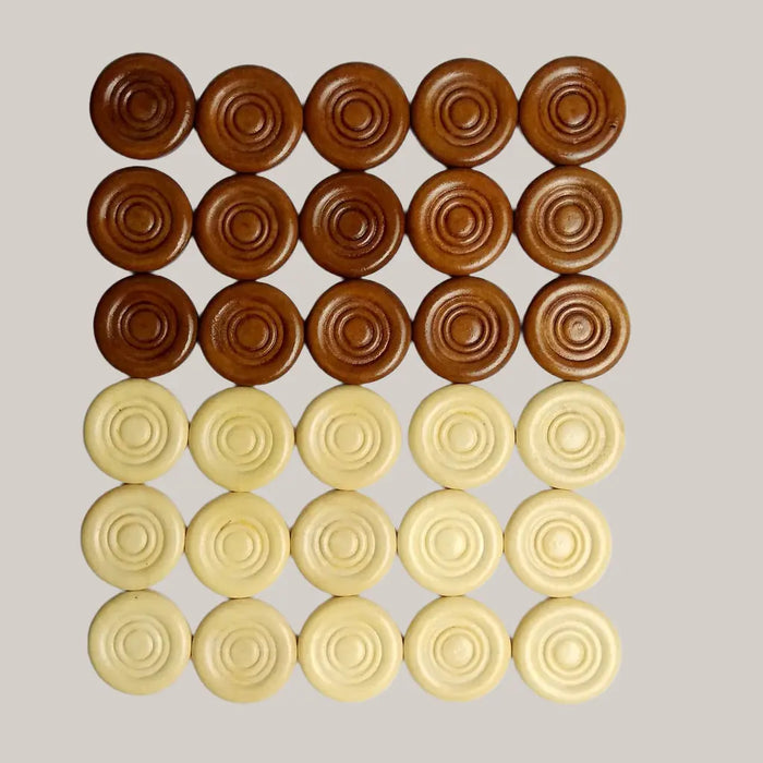 30-Piece Wooden Backgammon Checker Set – 2 Colors
