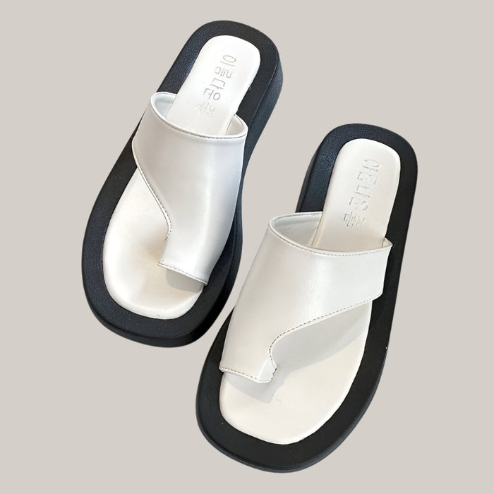 Flat-Sole Beach Flip-Flops White