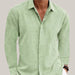 Long Sleeve LinenShirt Men Green