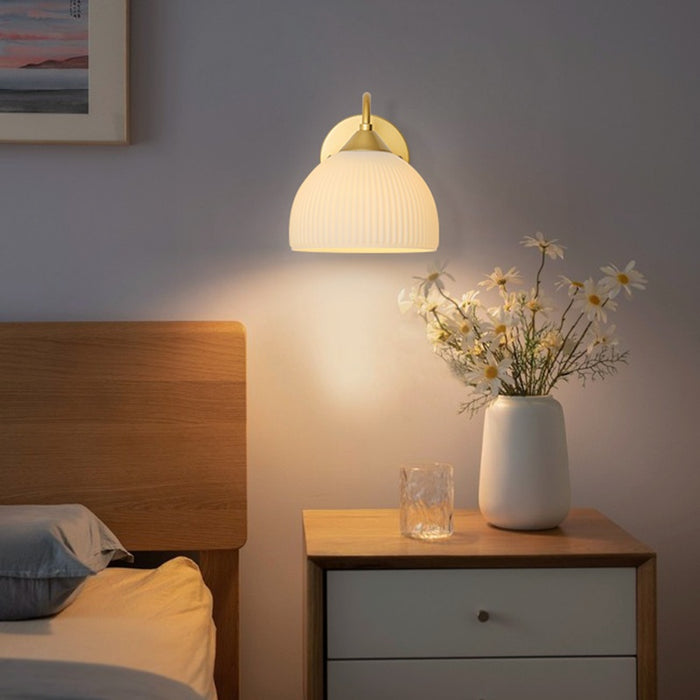 Gold and White Glass LED Accent Lamp