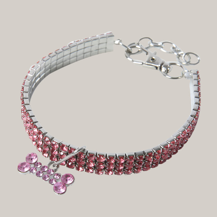 Rhinestone Dog Collar Pink