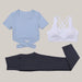 Three-piece speed suit for gym yoga wear Blue white dark grey
