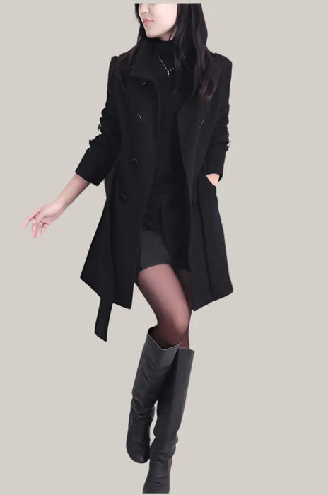 Faux Fur Cardigan Warm Coat Black