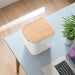 6L PP Swing-Top Trash Bin with Wooden Lid
