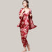 Three-piece silk pajamas for women Red