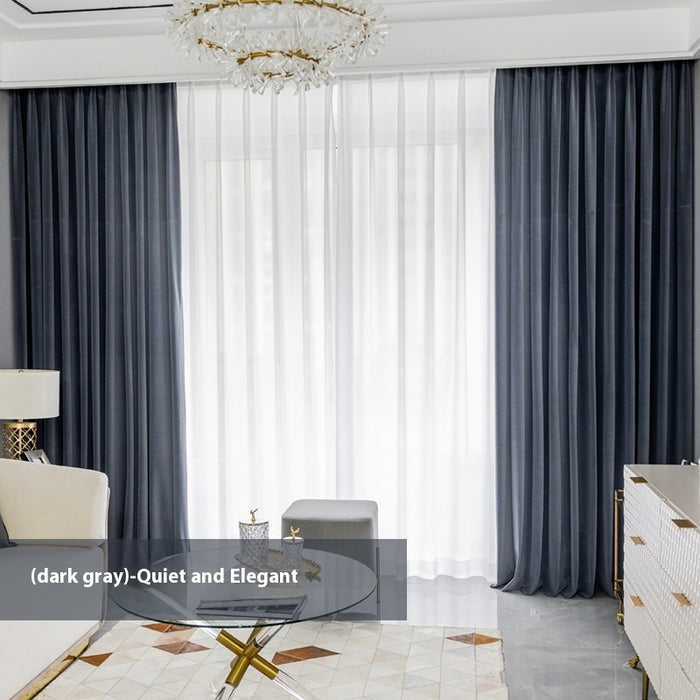 Full Shading Australian Wool Plush Curtain Dark Gray