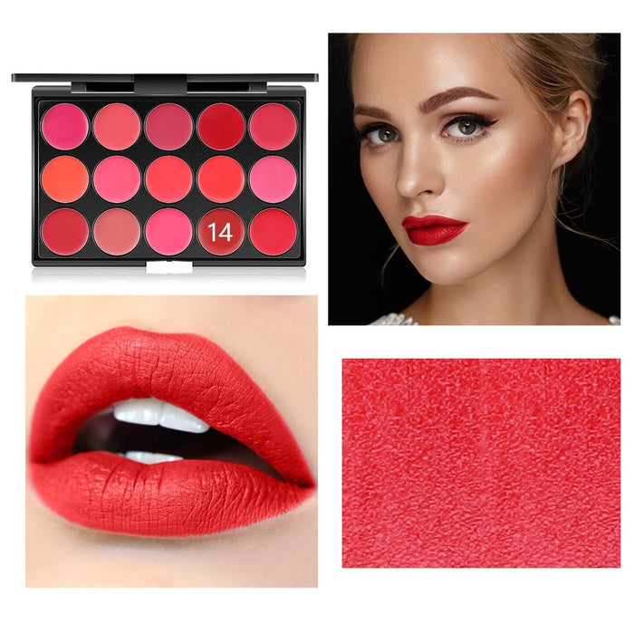 15 Colors Lipstick Lip Gloss Makeup Palette