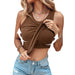 Women's Crew-Neck Tank Top with Built-In Bra Dark Brown