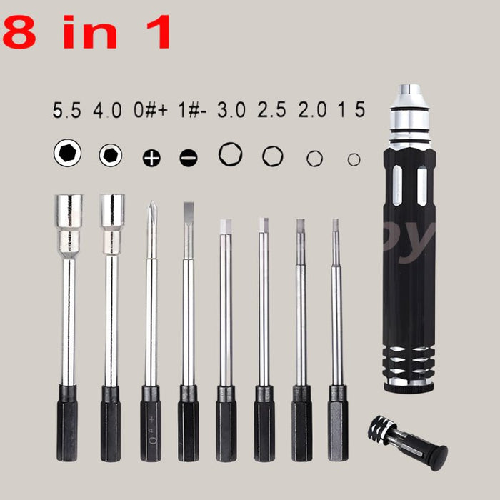 8-in-1 Hex Screwdriver Set Black