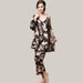 Three-piece silk pajamas for women Black