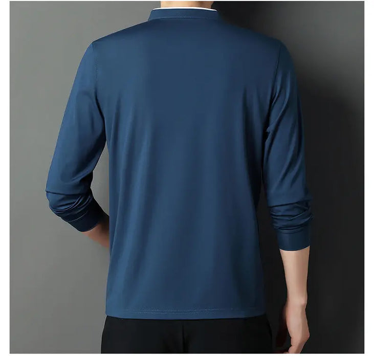 Leisure Young Men Stand Collar Pull Blue