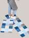 Geometric Woven Leather Kitchen Floor Mat Blue