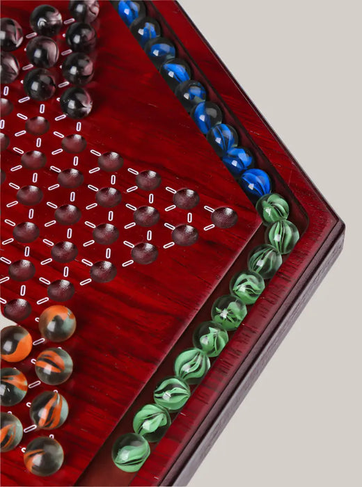 Wooden Chinese Checkers Set with Glass Marbles – 2 Styles