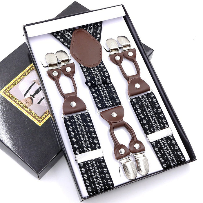 Men's Six Clip Jacquard Suspenders