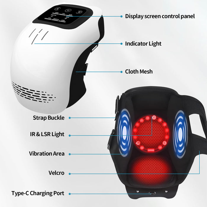 Massager Rechargeable Pain Relief Infrared Laser Vibration Knee Massager