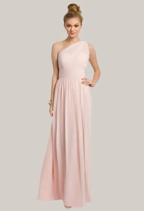 Western Bridesmaid Dresses Pink 05Diagonal Shoulder