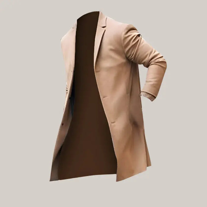Fashion Winter Men's Trench Long Jackets Khaki