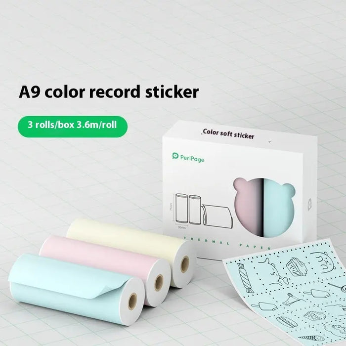 Mini Bliuetooth Wireless Thermal Printer 3rolls Colorrecordingstickers