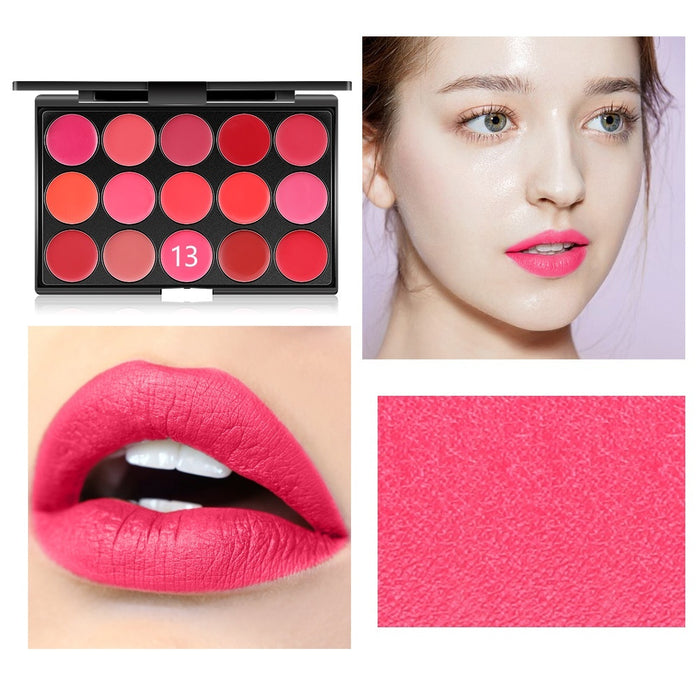 15 Colors Lipstick Lip Gloss Makeup Palette