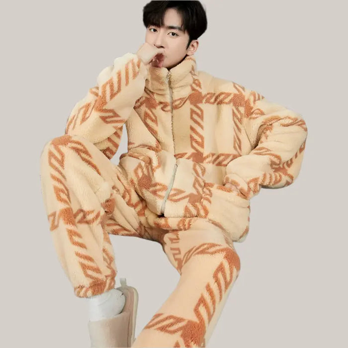 Men's Zipper Pajamas Winter Thickened