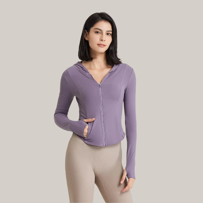 Hooded Running Workout Clothes Top Twilight Purple