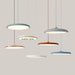 Scandinavian Aluminum Disc LED Chandelier Leather pink