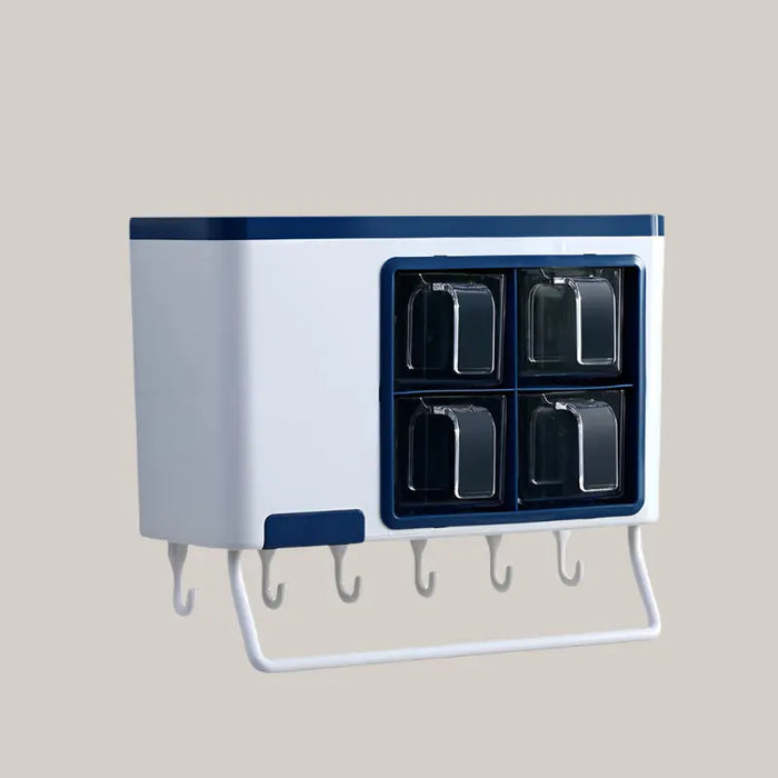 No-Drill Wall-Mounted ABS Seasoning Organizer White blue