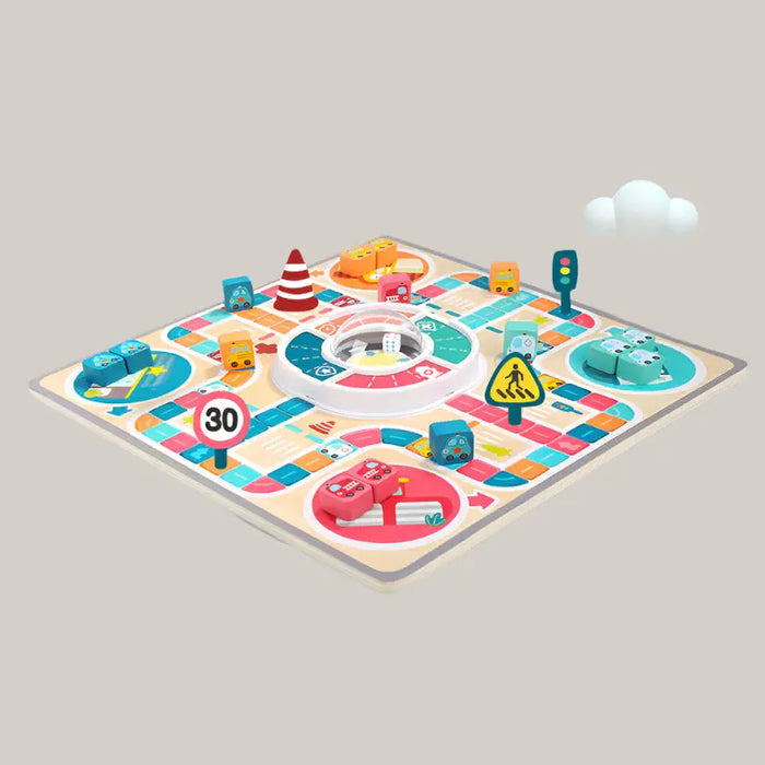Wooden Traffic-Themed Aeroplane Chess Game