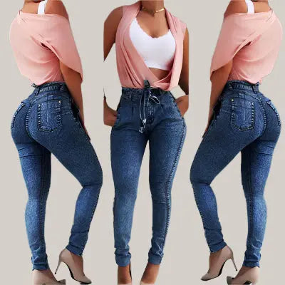 Fringed jeans Dark blue