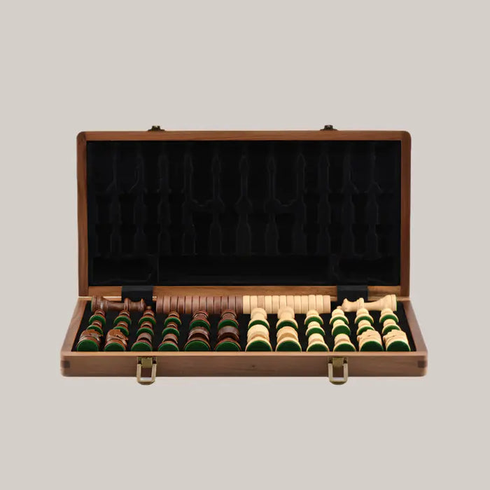 Foldable Solid Wood Chess and Checkers Set